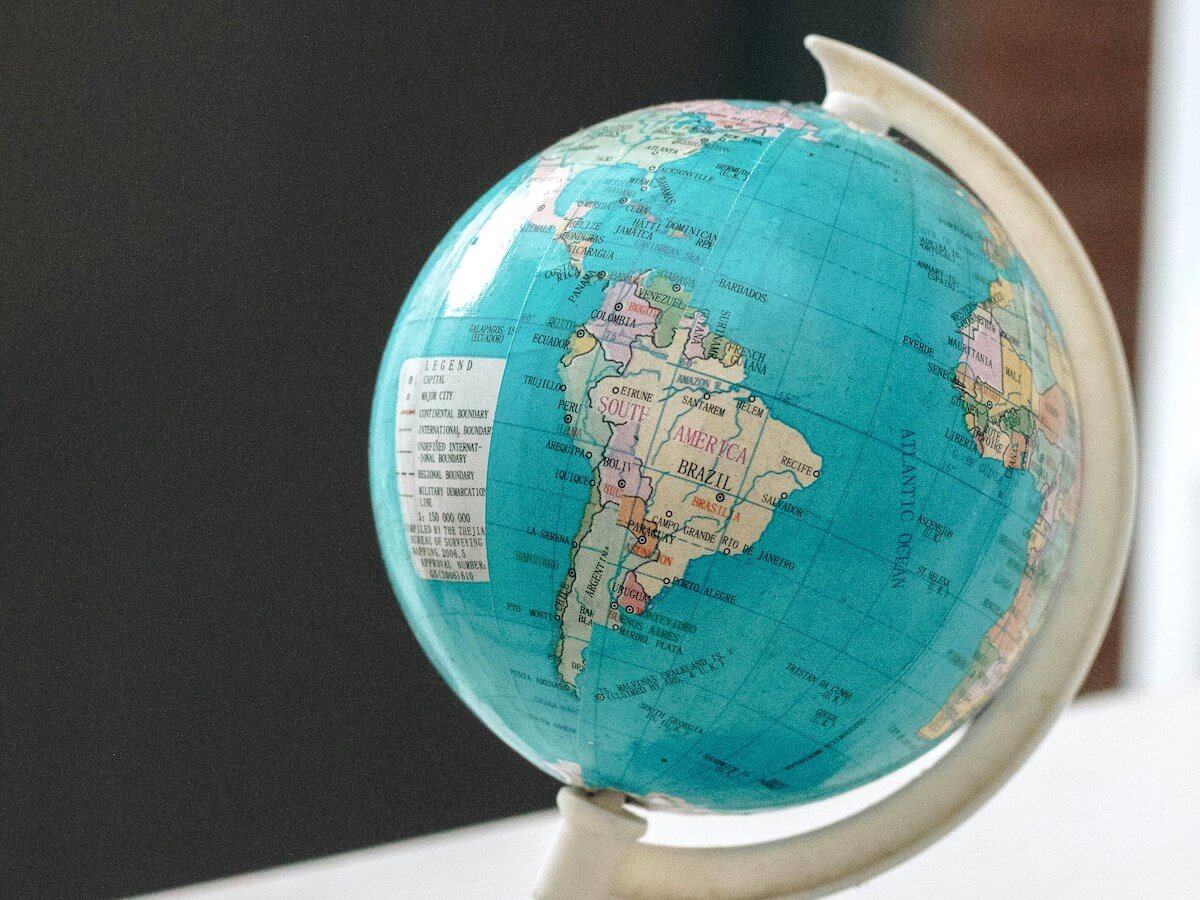 Globe showing South America