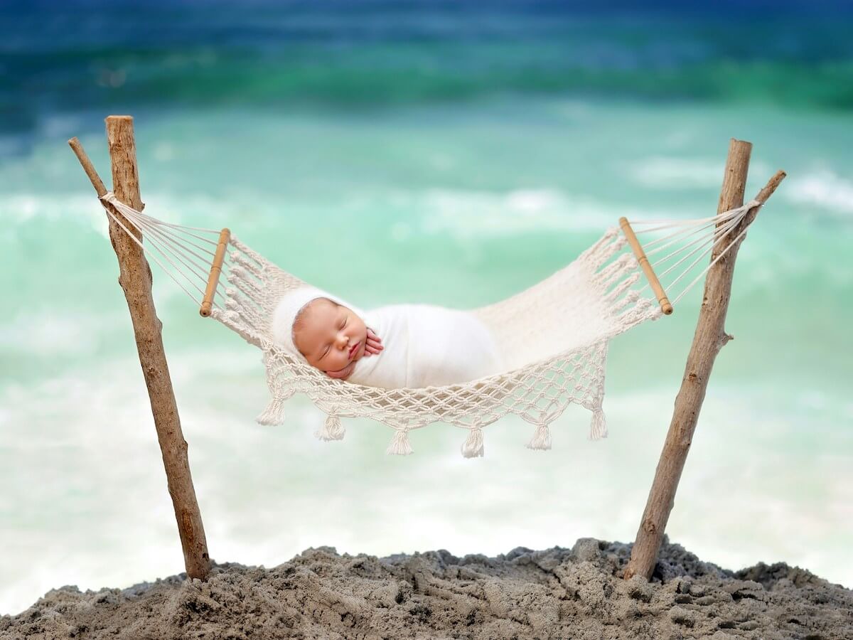 Infant at a beach in Aruba
